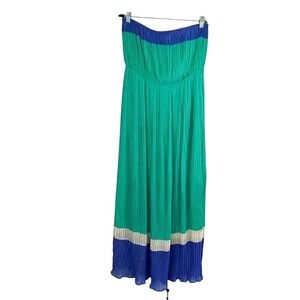 The Clothing Co. Strapless Pleated Dress Jade Periwinkle Stretch Size Large